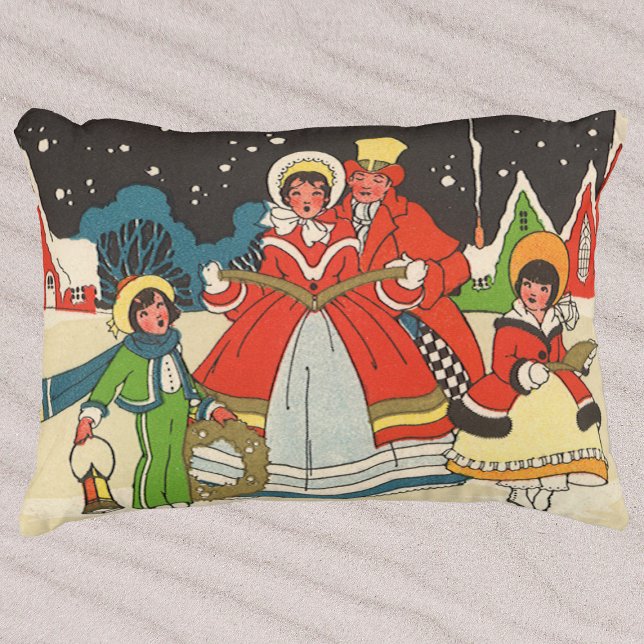 Weihnachten, eine Familie singende Musik Carols Dekokissen (Von Creator hochgeladen)