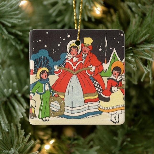 Weihnachten, eine Familie singende Musik Carols Keramikornament (Baum)