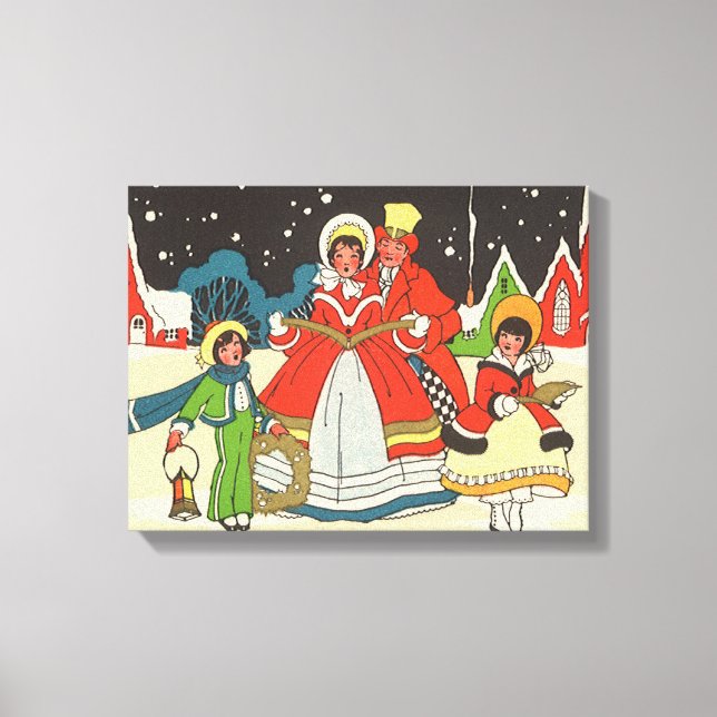 Weihnachten, eine Familie singende Musik Carols Leinwanddruck (Vorderseite)