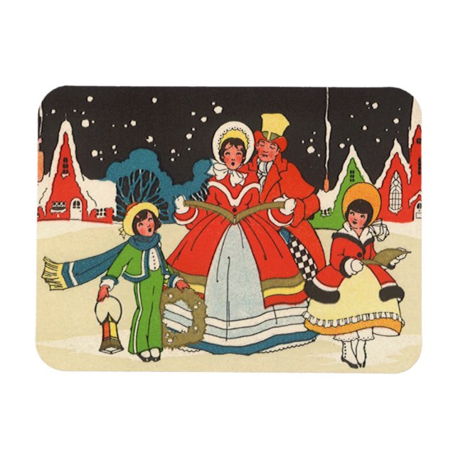 Weihnachten, eine Familie singende Musik Carols Magnet (Horizontal)