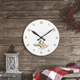 Weihnachten einfach botanisch runde wanduhr