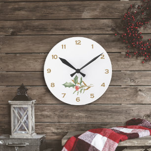 Weihnachten einfach botanisch runde wanduhr