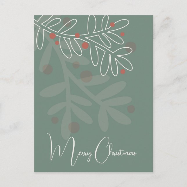 Weihnachten einfache abstrakte florale Mistel Postkarte (Vorderseite)