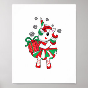 Weihnachten Einhorn Fun Girls - Kinder Snowflake U Poster