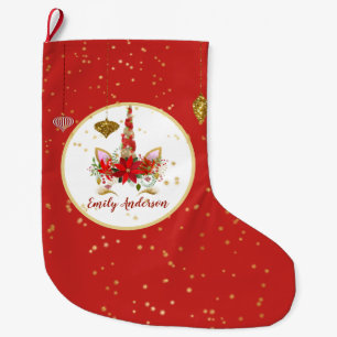 Weihnachten Einhorn Gesicht Personalisiert Red Gol Großer Weihnachtsstrumpf