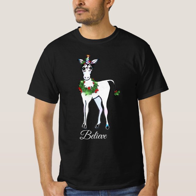 Weihnachten Einhorn, glauben T-Shirt (Vorderseite)