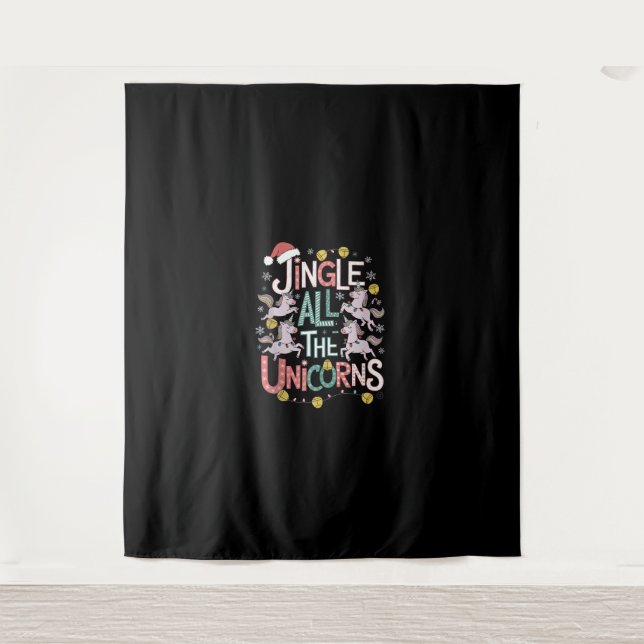 Weihnachten Einhorn Jingle All The Unicorns Squad  Wandteppich (Vorderseite)