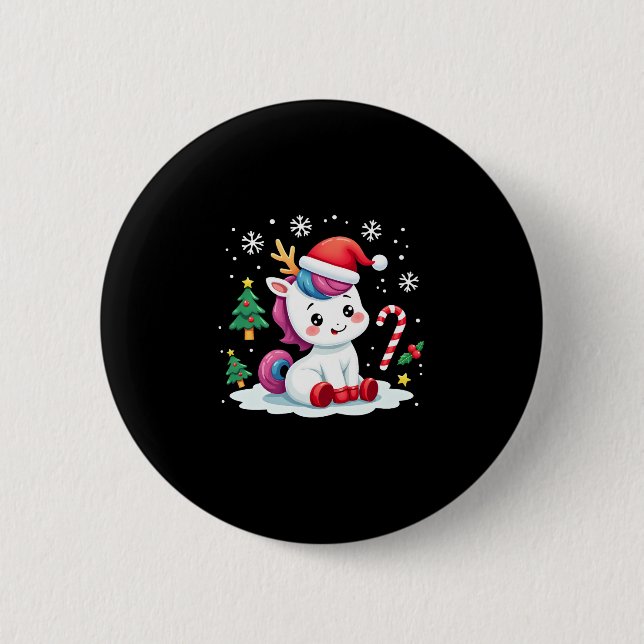 Weihnachten Einhorn Niedlich Magische Weihnachtsmä Button (Vorderseite)