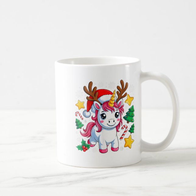 Weihnachten Einhorn Niedlich Magische Weihnachtsmä Kaffeetasse (Rechts)