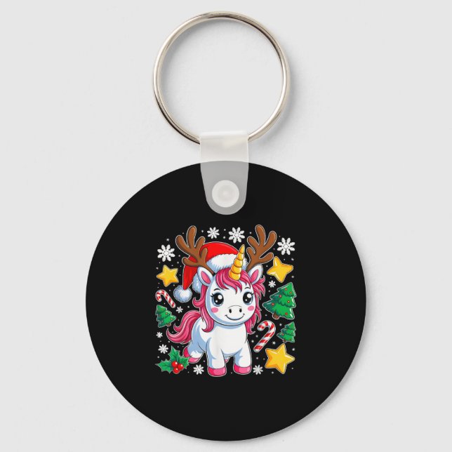 Weihnachten Einhorn Niedlich Magische Weihnachtsmä Schlüsselanhänger (Vorderseite)