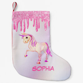 Weihnachten Einhorn Rosa Glitzer Girly Personal Kleiner Weihnachtsstrumpf