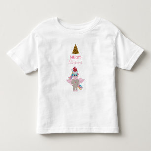 Weihnachten Einhorn Weihnachtsmannmütze Gold Glitz Kleinkind T-shirt