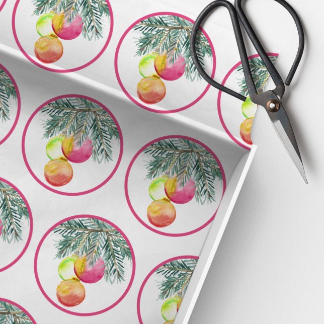 Weihnachten Einzigartiges Wasserfarbenmagenta Seidenpapier (Christmas tissue paper for gifts, favors and decoupage. Unique art by Victoria Grigaliunas)