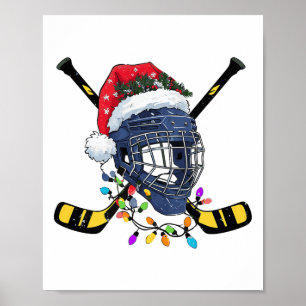 Weihnachten Eishockeyhelm Santa Xmas Poster