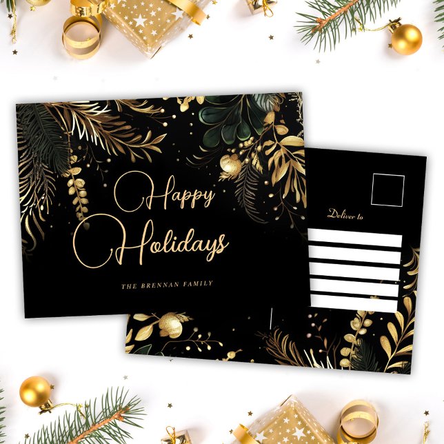 Weihnachten Elegant Modernes Festivals Botanisch (Christmas Elegant Modern Festive Botanical Holiday Postcard)