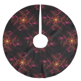 Weihnachten Elegant Rosa Floral Black Polyester Weihnachtsbaumdecke