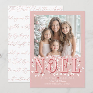 Weihnachten Elegant Rosa Foto Weihnachtskarte Karte