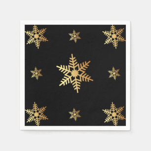 Weihnachten Elegante Goldene Schneeflocken auf Sch Serviette