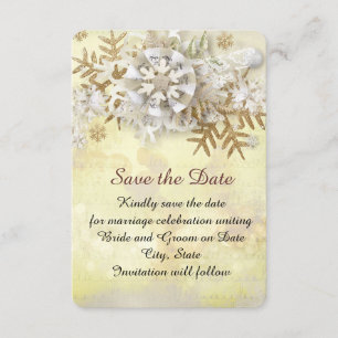 Weihnachten Elegante Goldene Schneeflocken Save th Save The Date
