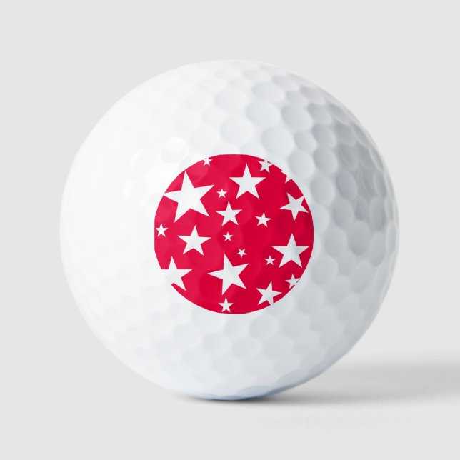 Weihnachten Elegante Rote Sterne Vorlage Golfball (Vorderseite)
