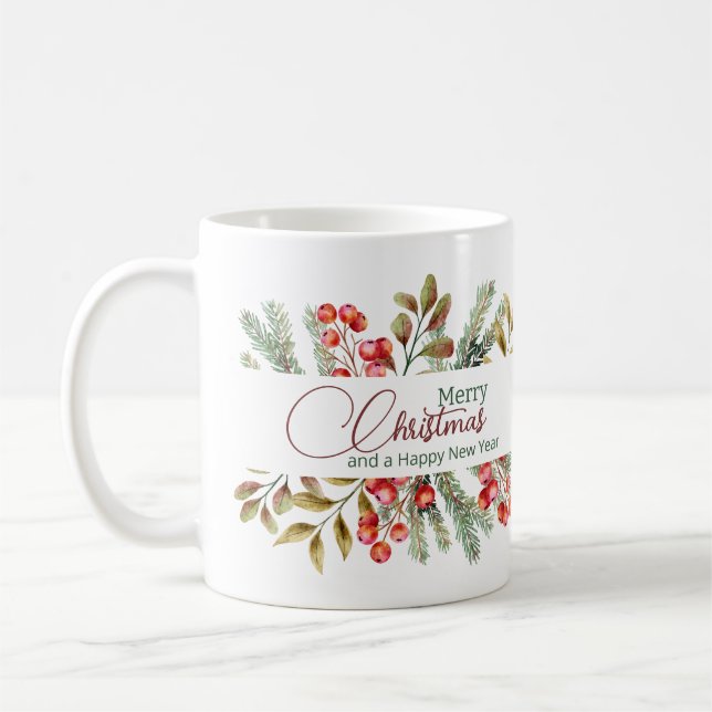 Weihnachten Elegante Wasserfarbe Kaffeetasse (Links)
