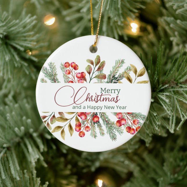 Weihnachten Elegante Wasserfarbe Keramik Ornament (Baum)