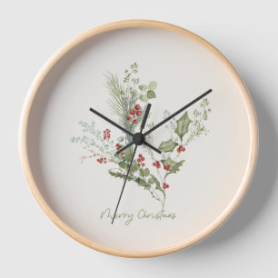 Weihnachten Eleganter festlicher botanischer Feier Uhr
