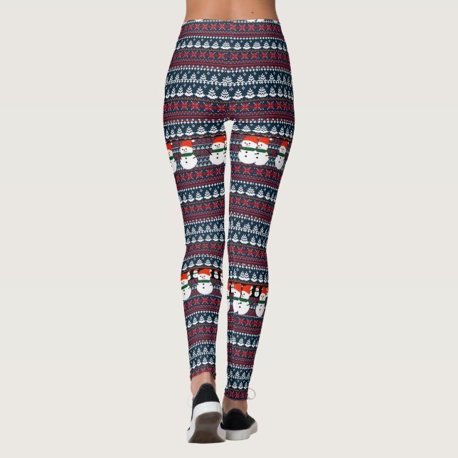 Weihnachten Eleganter Strick Muster Leggings (Rückseite)