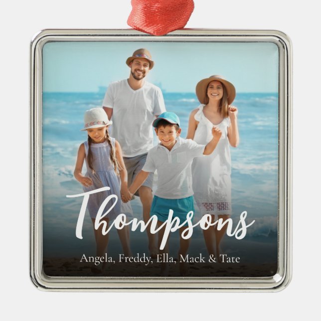 Weihnachten Elegantes Foto Einfache Kalligrafie Ornament Aus Metall (Vorne)