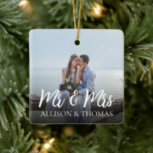 Weihnachten Elegantes Foto Mr. and Mrs Simple Keramikornament