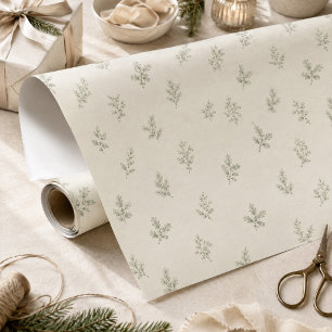 Weihnachten Elegantes grünes Blattwerk Einfach Geschenkpapier