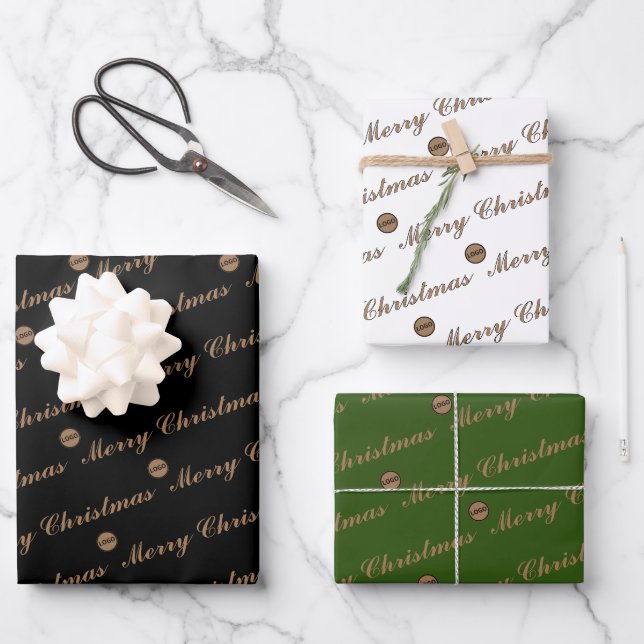 Weihnachten Elegantes Logo hier Firmengeschenk Geschenkpapier Set (Vorderseite)