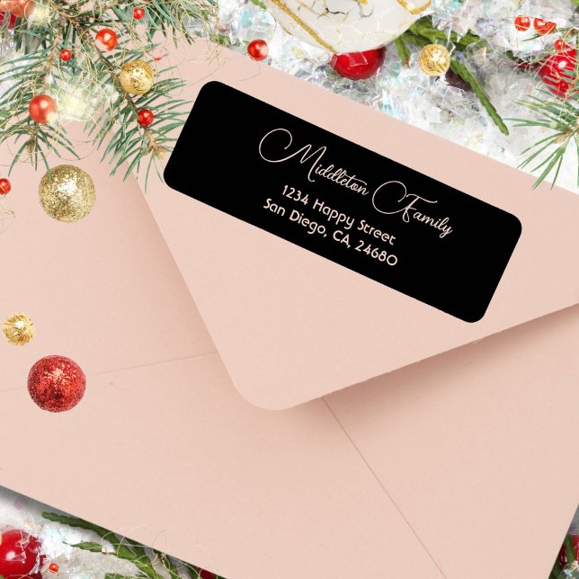 Weihnachten Elegantes Schwarz-weißes Label (Von Creator hochgeladen)