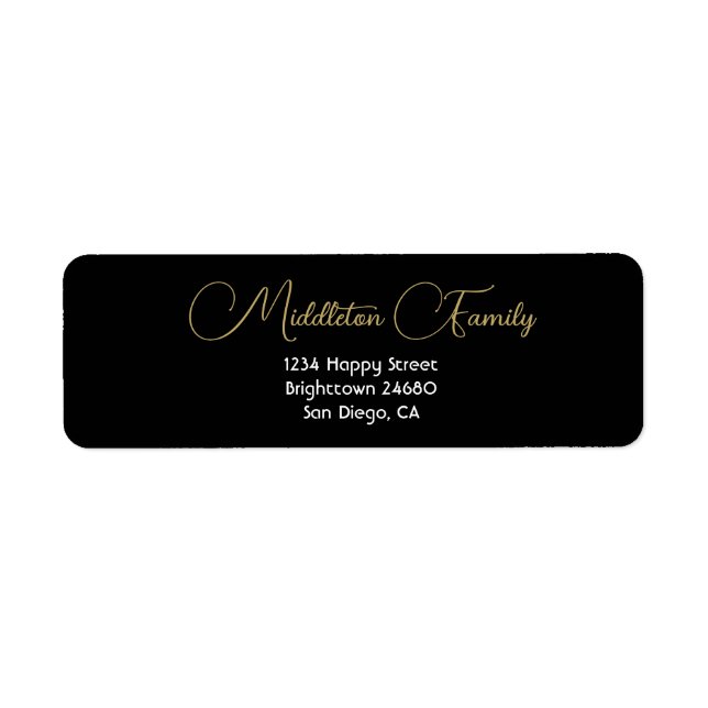 Weihnachten Elegantes Schwarzes Gold Label (Vorne)