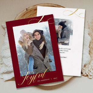 Weihnachten Elegantes Script Joyful Foto Gold Folien Feiertagskarte
