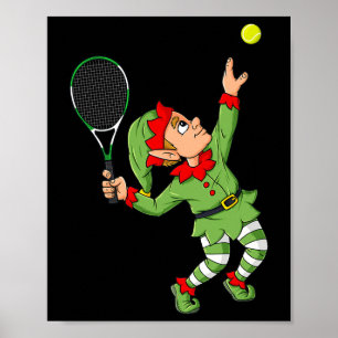 Weihnachten Elf Tennis Spaß Jungen Mädchen Kinder Poster