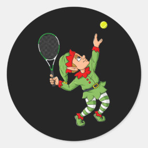 Weihnachten Elf Tennis Spaß Jungen Mädchen Kinder Runder Aufkleber