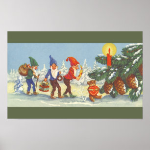 Weihnachten, Elfen im Schneewald Winter Poster