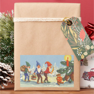 Weihnachten, Elfen im Schneewald Winter Rechteckiger Aufkleber