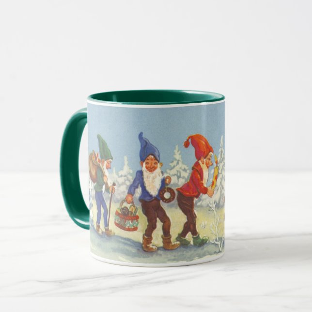 Weihnachten, Elfen im Schneewald Winter Tasse (Vorderseite Links)