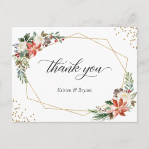 Weihnachten Elfenbein Rote Weihnachtsstern Floral  Postkarte