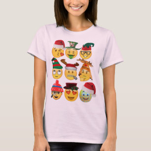 Weihnachten Emoji Dekoration lustige Frauen Herren T-Shirt