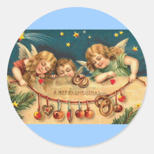 Weihnachten - Engel Children Runder Aufkleber