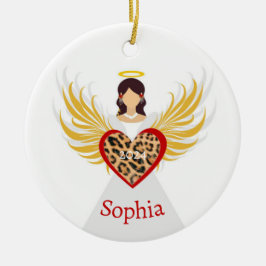 Weihnachten Engel Red Heart Leopard Wings Name Ges Keramik Ornament