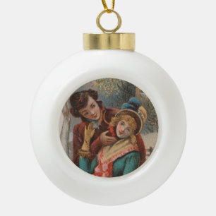Weihnachten, England-Antike viktorianische Ära Anz Keramik Kugel-Ornament