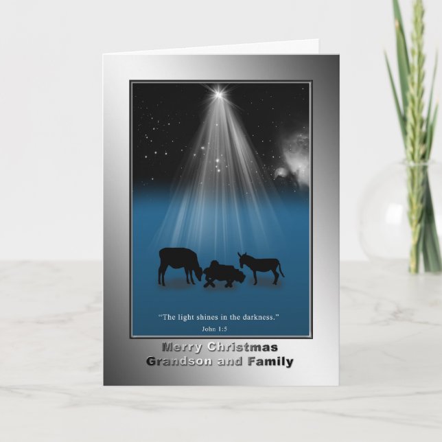 Weihnachten, Enkel und Familie, religiös, Karte (Vorderseite)