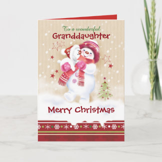 Weihnachten, Enkelin. Schneekinderhugs Schneekopp Feiertagskarte