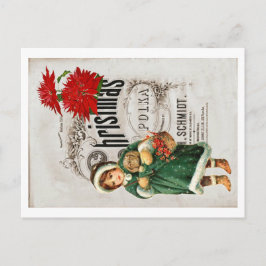 Weihnachten Ephemera Ad Niedlich Girl Red Chrysant Postkarte
