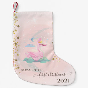 Weihnachten erster Weihnachtsbaby Schwan Sterne Kleiner Weihnachtsstrumpf