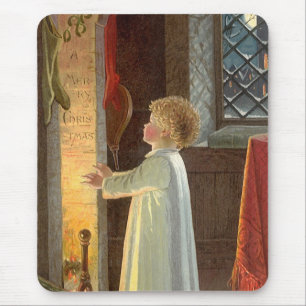 Weihnachten, Erwärmung des Kindes am Kamin Mousepad